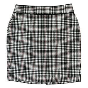 Banana Republic Black White & Red Houndstooth Mini Pencil Skirt Size 6